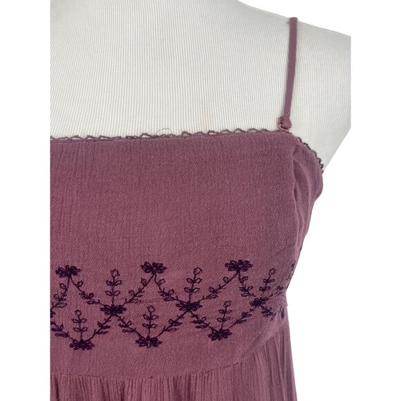 RARE NWT Free People Mauve Crinkly Crepe Embroidered Babydoll Mini Slip Dress - Picture 5 of 16